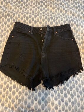 Wild Fable Black High-Waist Frayed Denim Shorts